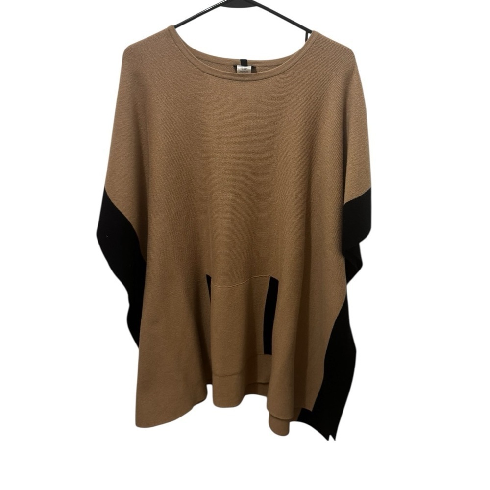 Talbots Tan and Black Knit Poncho One Size